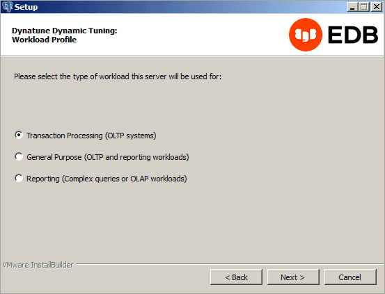 The Dynatune Dynamic Tuning: Workload Profile window